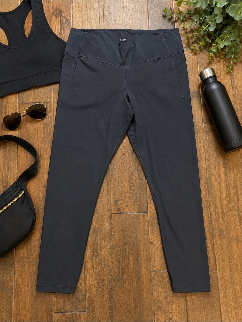 GAP Fit Dark Gray High Rise Performance Leggings XL Side Pocket Athletic Yoga